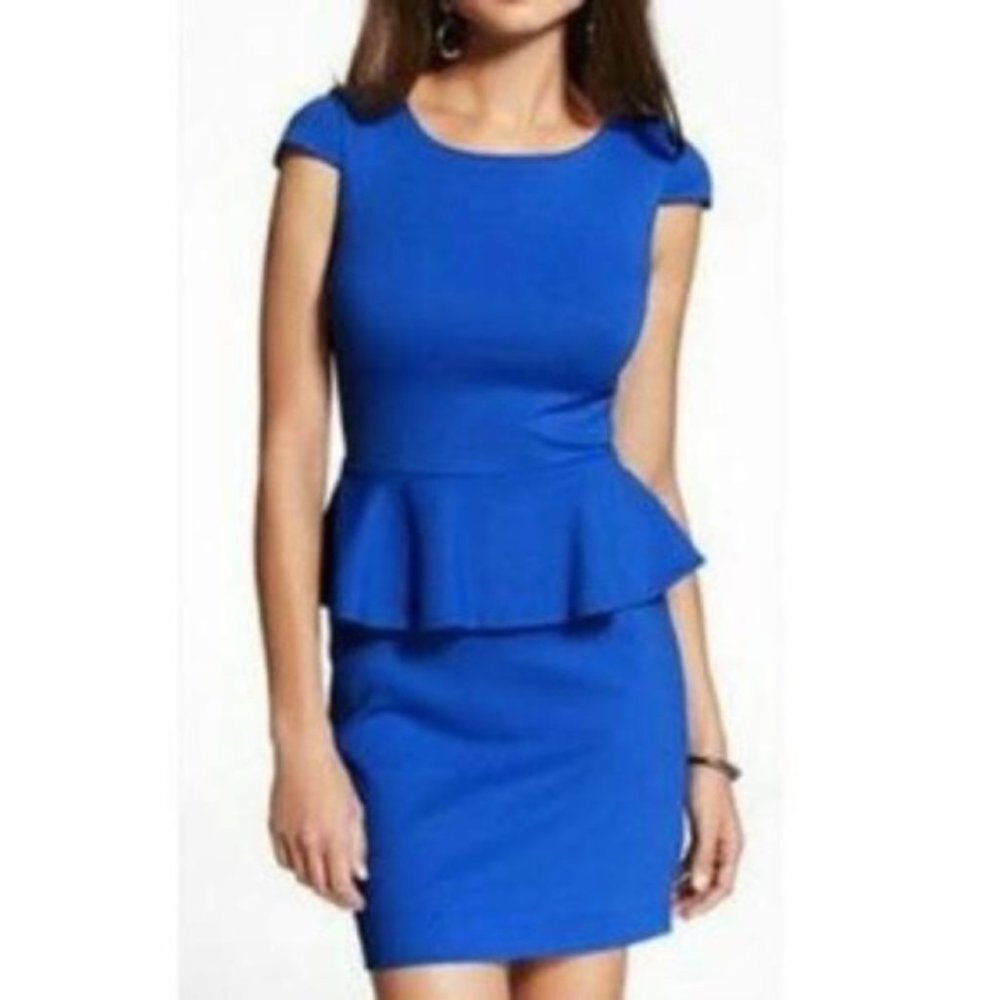 Express Royal Blue Peplum Dress NWT
